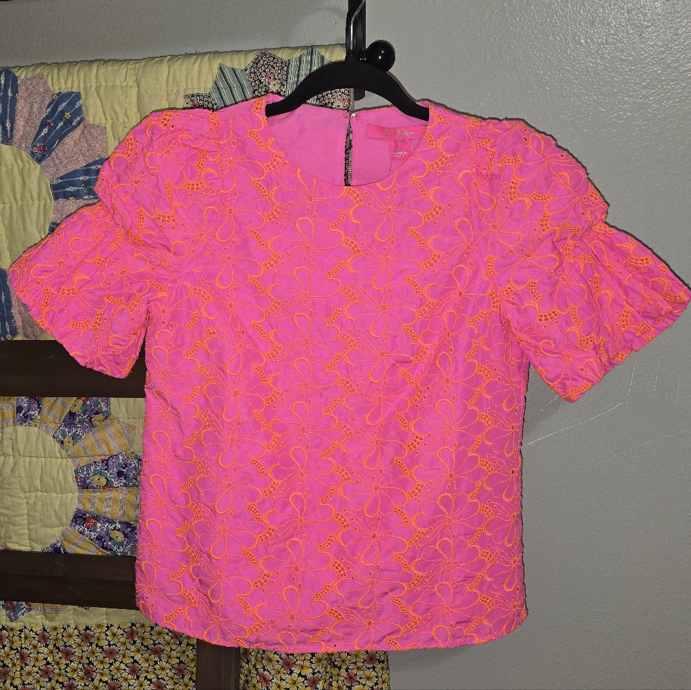 Lilly Pulitzer Lailah pink orange short sleeve